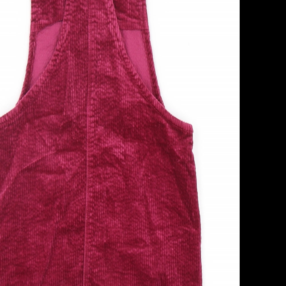 nameit Girls Purple  Cotton Pinafore/Dungaree Dress  Size 10 Years  Round Neck