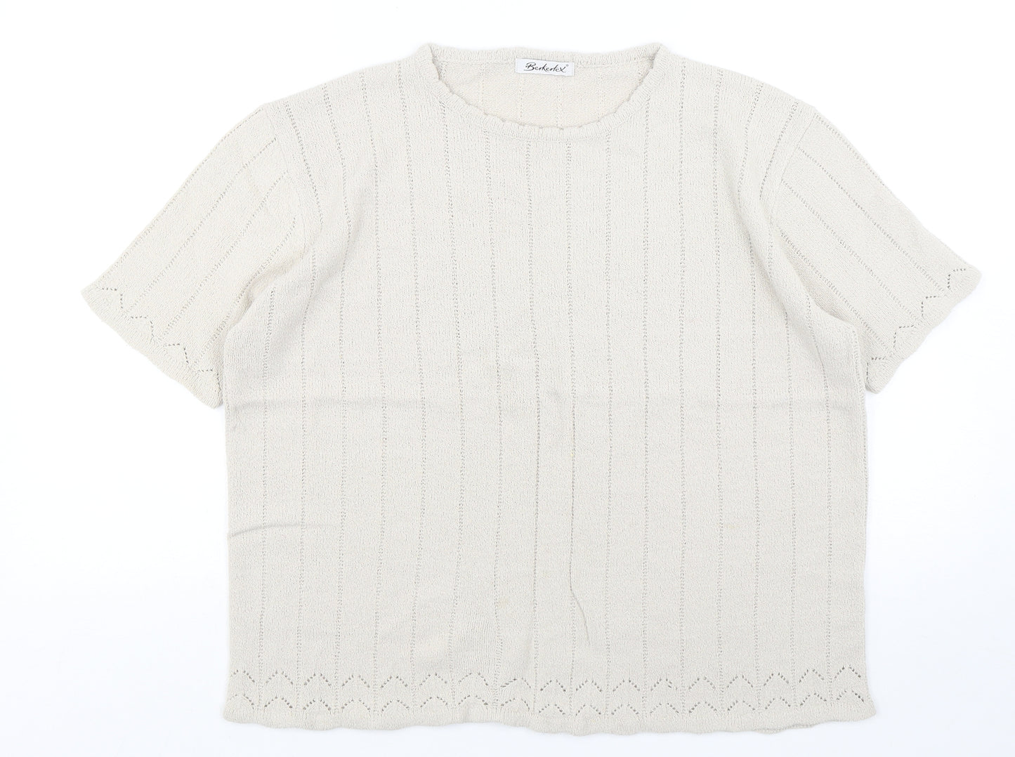 Berkertex Womens Beige Round Neck  Acrylic Pullover Jumper Size 18