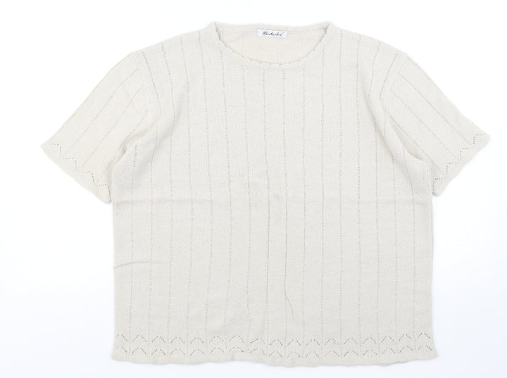 Berkertex Womens Beige Round Neck Acrylic Pullover Jumper Size 18