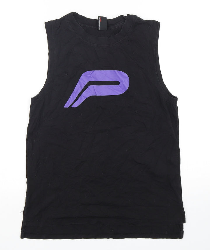 Pursue Fitness Womens Black  Cotton Basic Tank Size S Round Neck Pullover