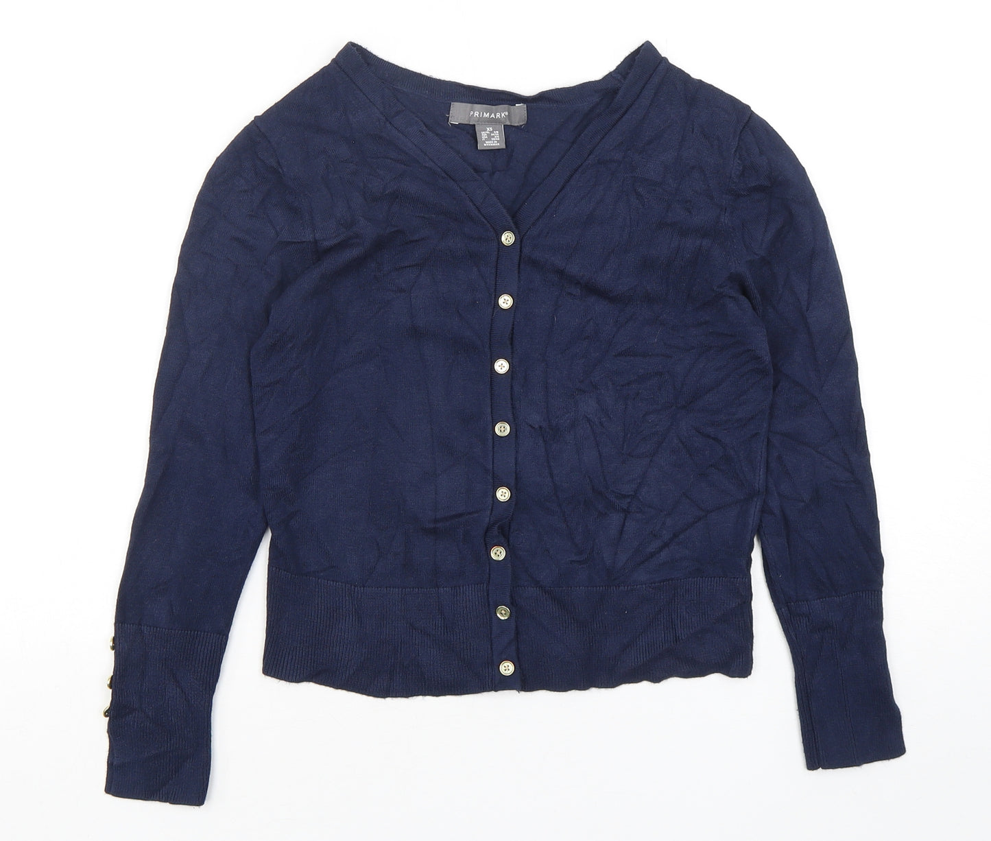 Primark Womens Blue V-Neck  Viscose Cardigan Jumper Size 6