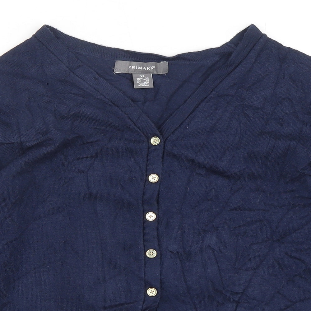 Primark Womens Blue V-Neck  Viscose Cardigan Jumper Size 6