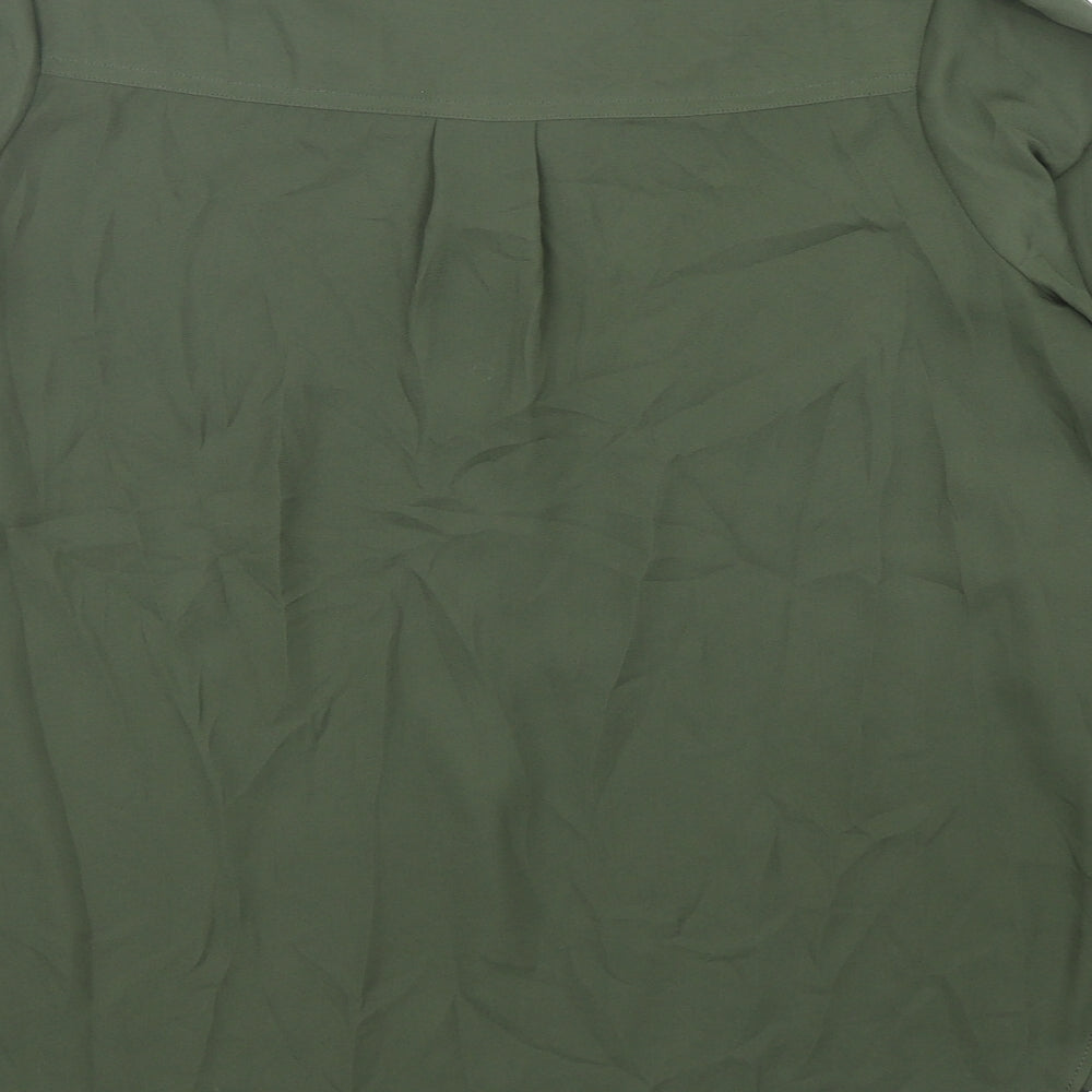 NEXT Womens Green  Polyester Basic Blouse Size 10 V-Neck