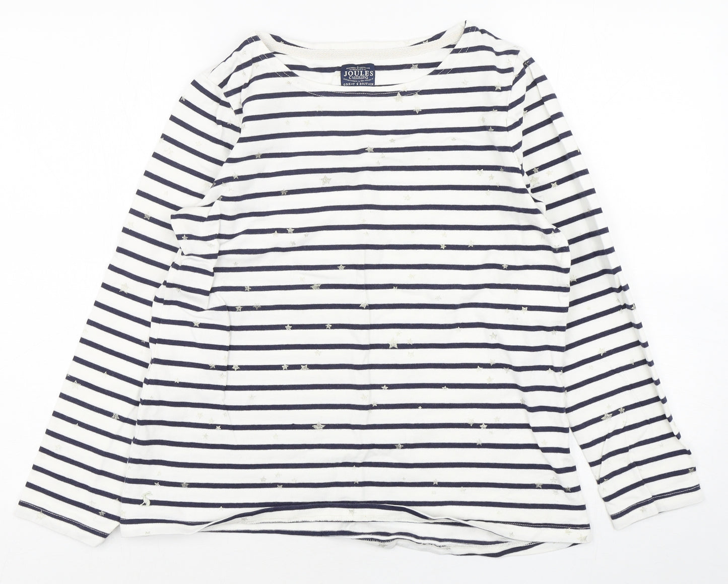 Joules Womens Multicoloured Striped Cotton Basic T-Shirt Size 14 Round Neck