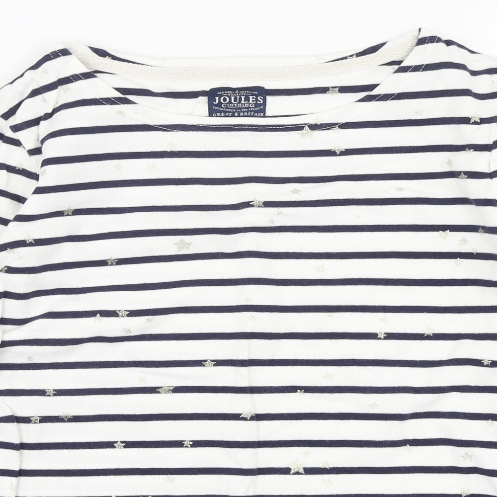 Joules Womens Multicoloured Striped Cotton Basic T-Shirt Size 14 Round Neck