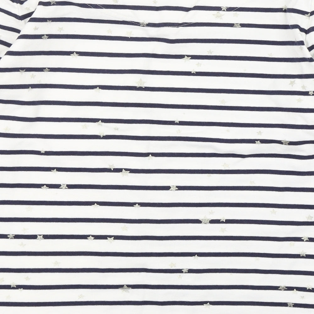 Joules Womens Multicoloured Striped Cotton Basic T-Shirt Size 14 Round Neck