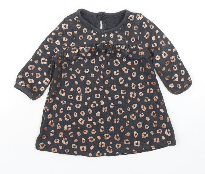 George Girls Multicoloured Animal Print Viscose Jumper Dress  Size 0-3 Months  Round Neck