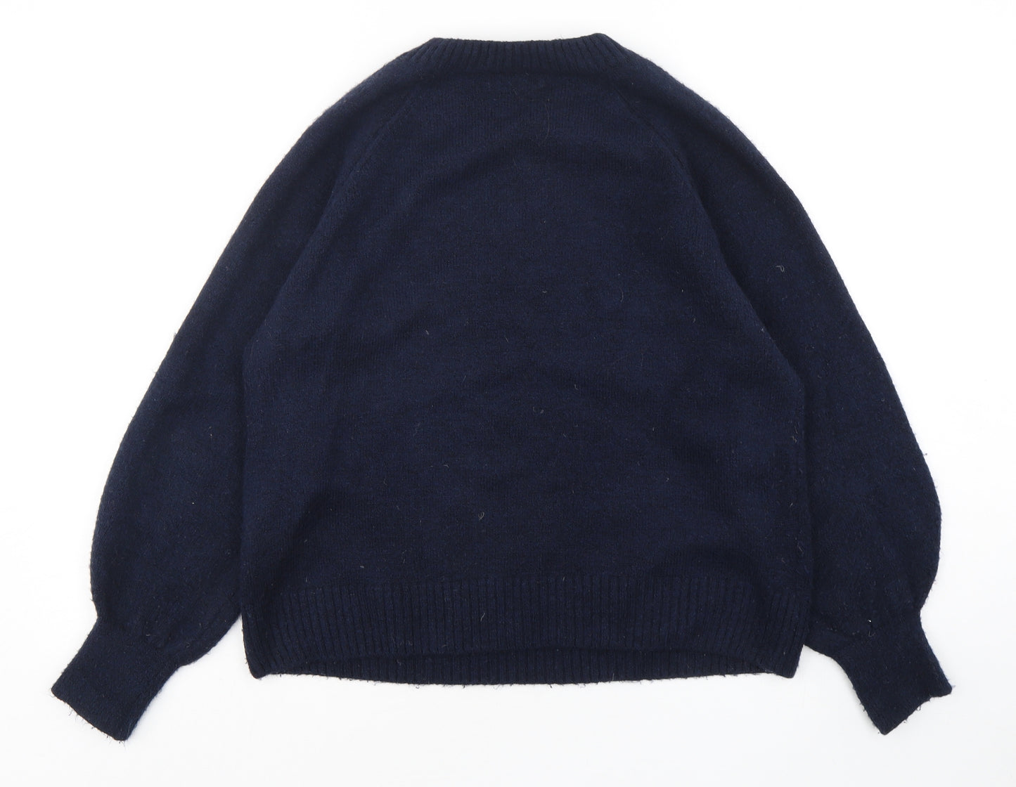 F&F Womens Blue Round Neck  Acrylic Pullover Jumper Size 12