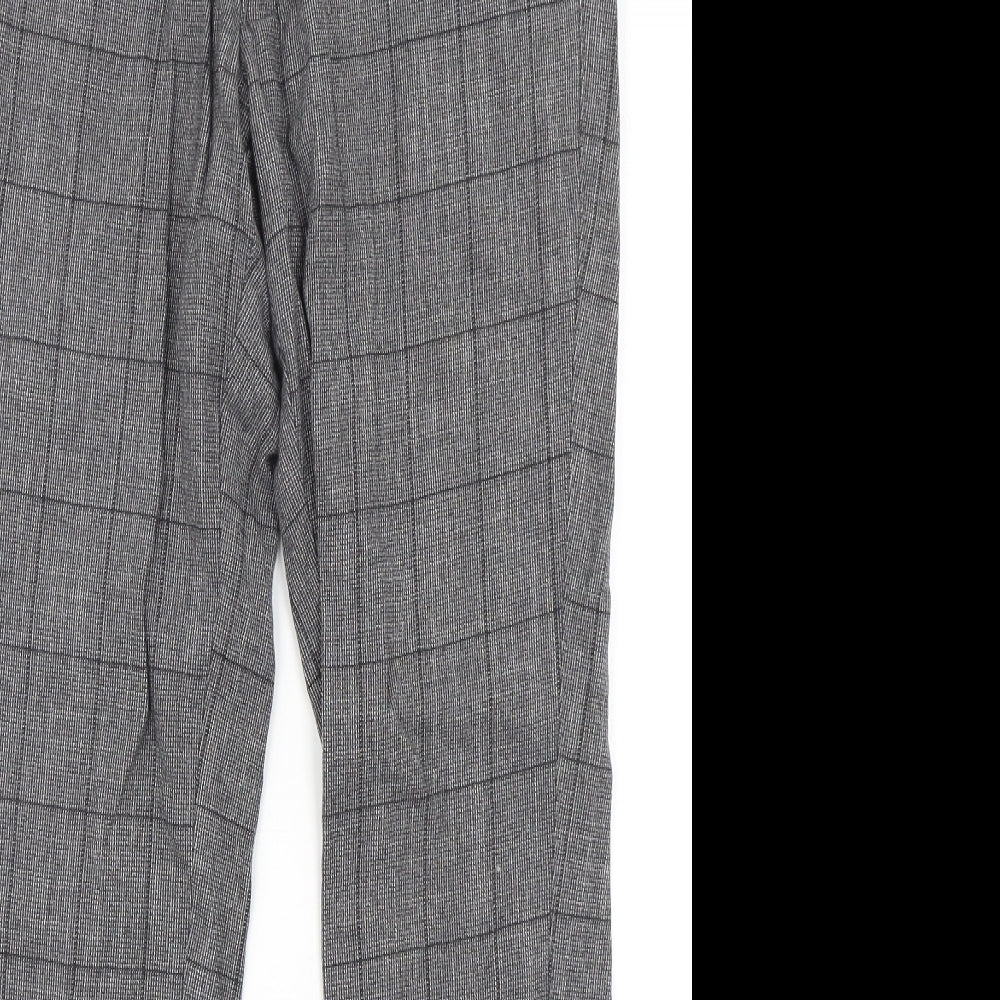 REMUS Mens Grey Check Cotton Trousers  Size 32 L30 in Extra-Slim