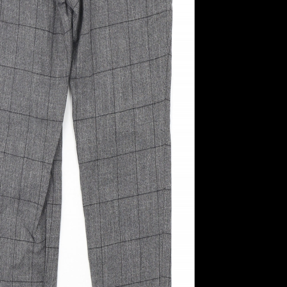 REMUS Mens Grey Check Cotton Trousers  Size 32 L30 in Extra-Slim