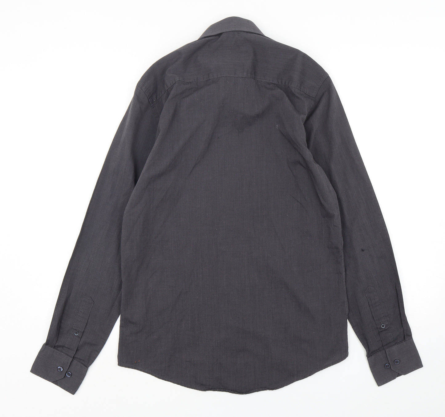 F&F Mens Grey  Polyester  Dress Shirt Size 14.5 Collared Button