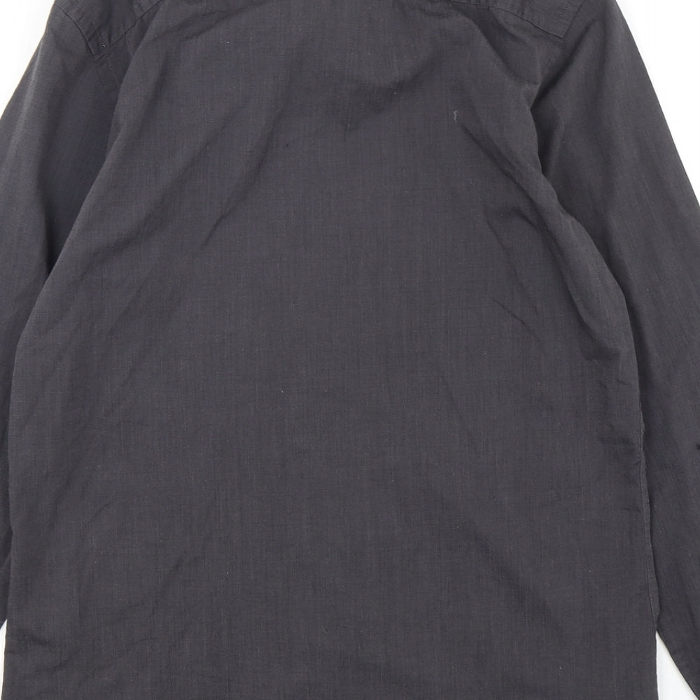 F&F Mens Grey  Polyester  Dress Shirt Size 14.5 Collared Button