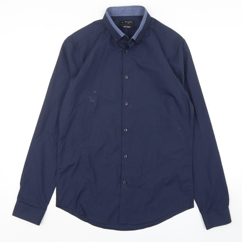 New Look Mens Blue  Polyester  Button-Up Size S Collared
