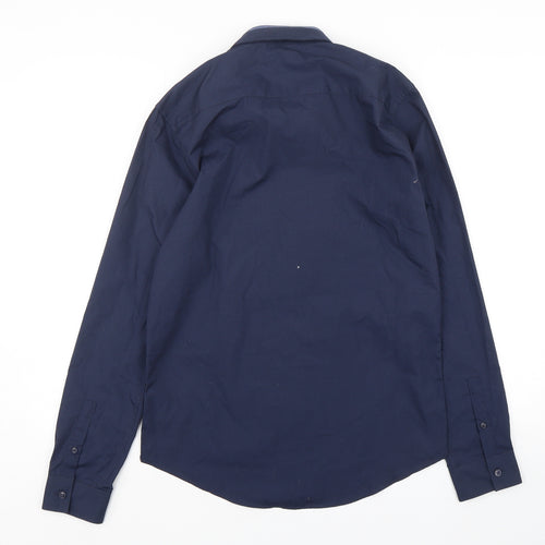 New Look Mens Blue  Polyester  Button-Up Size S Collared