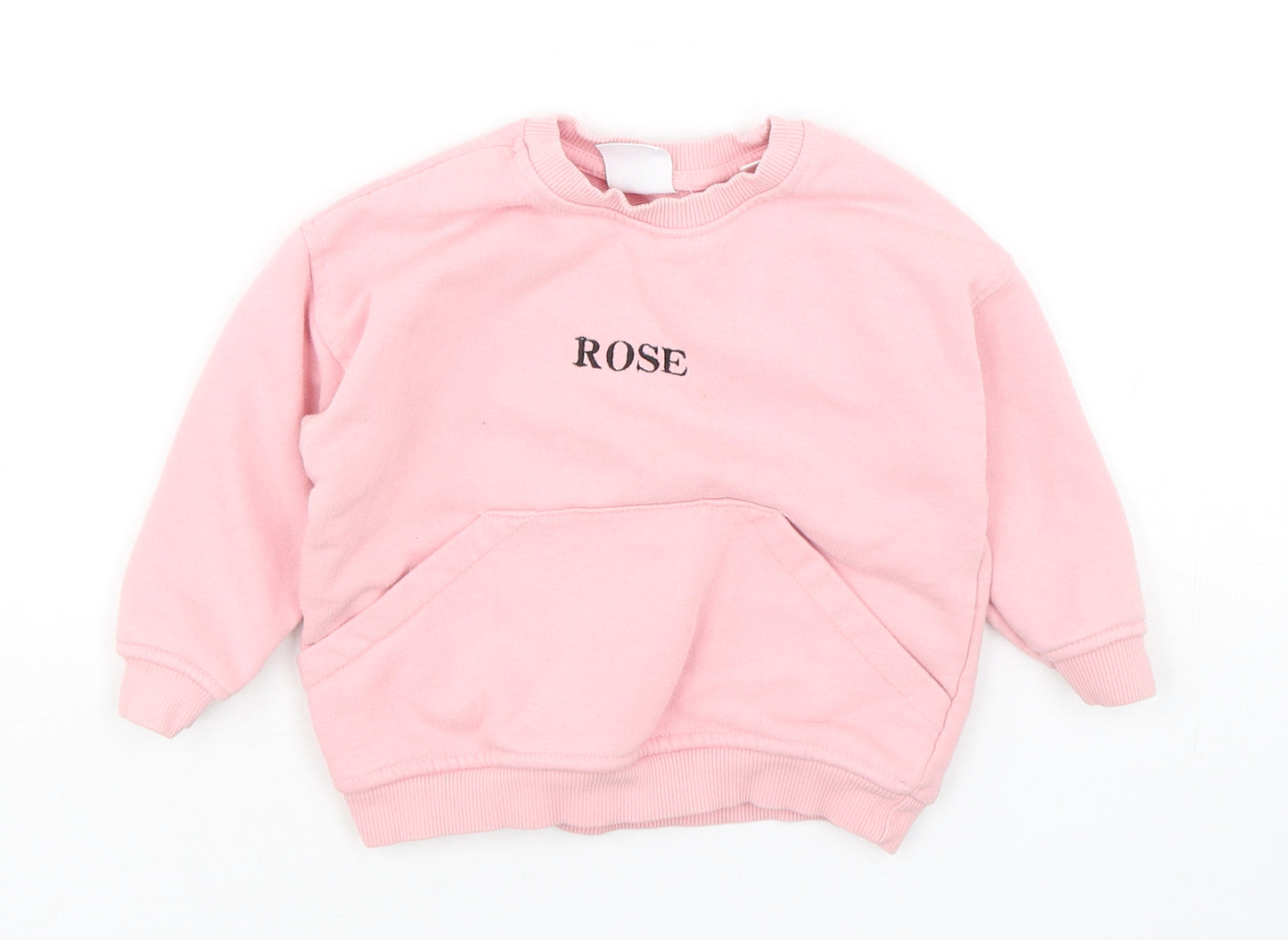 Zara Girls Pink  Polyester Pullover Jumper Size 12-18 Months  Pullover