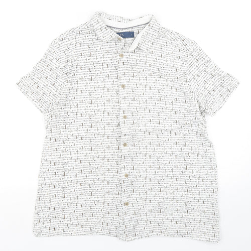 Easy  Mens Multicoloured Geometric Cotton  Button-Up Size L Collared