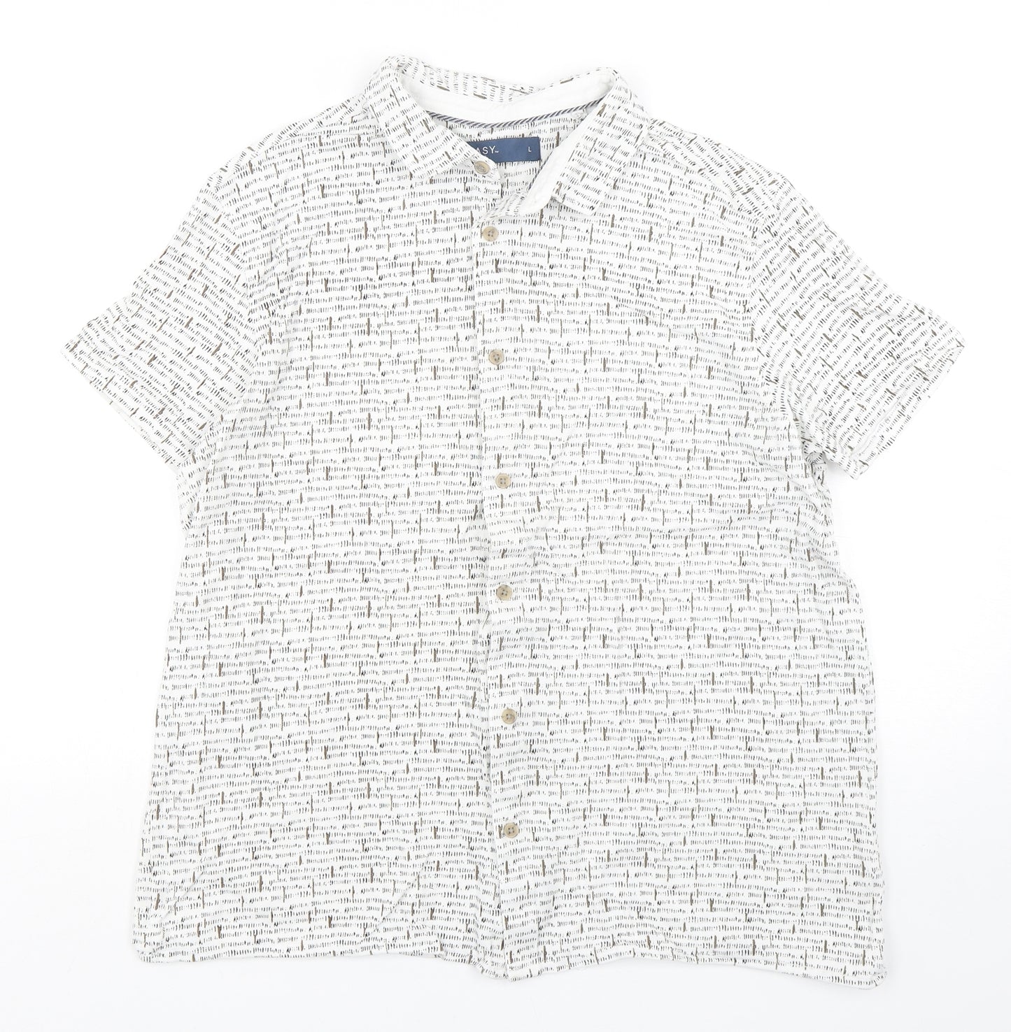 Easy  Mens Multicoloured Geometric Cotton  Button-Up Size L Collared
