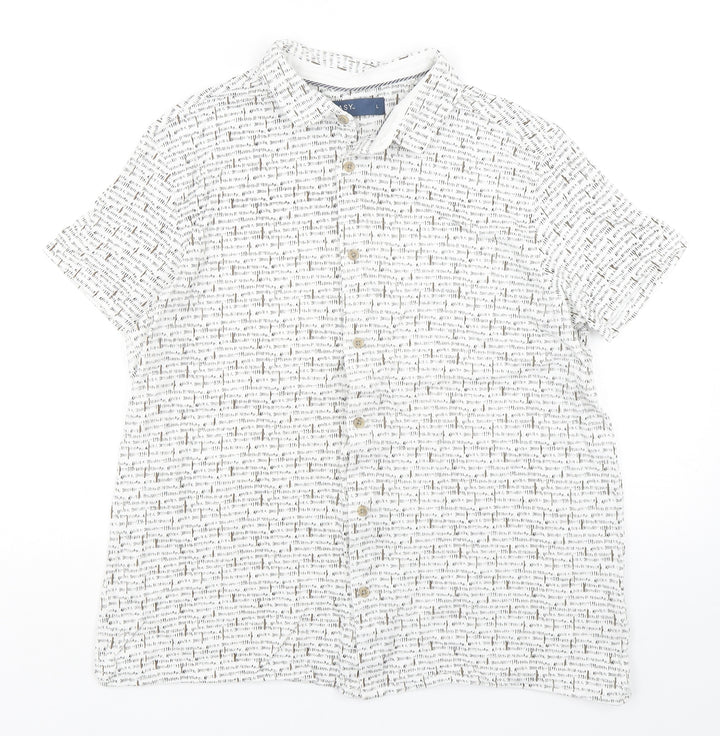Easy  Mens Multicoloured Geometric Cotton  Button-Up Size L Collared
