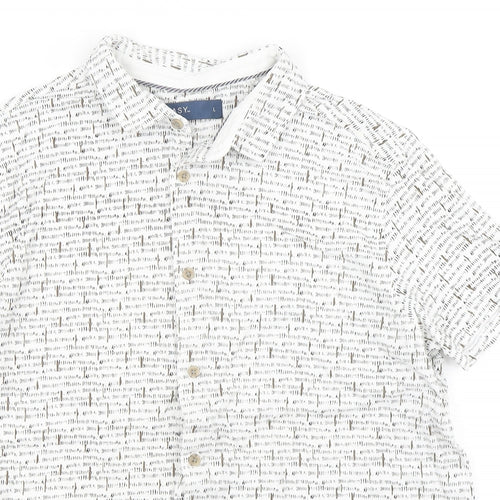 Easy  Mens Multicoloured Geometric Cotton  Button-Up Size L Collared