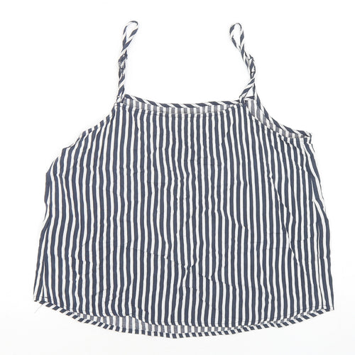 H&M Womens Multicoloured Striped Viscose Cropped Tank Size 10 Round Neck