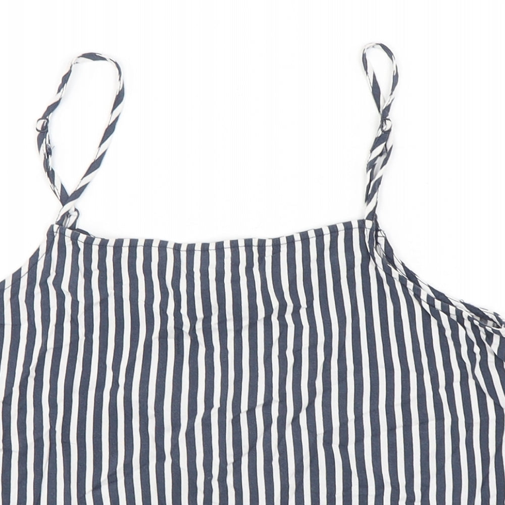H&M Womens Multicoloured Striped Viscose Cropped Tank Size 10 Round Neck
