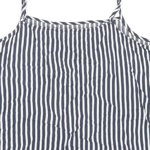 H&M Womens Multicoloured Striped Viscose Cropped Tank Size 10 Round Neck