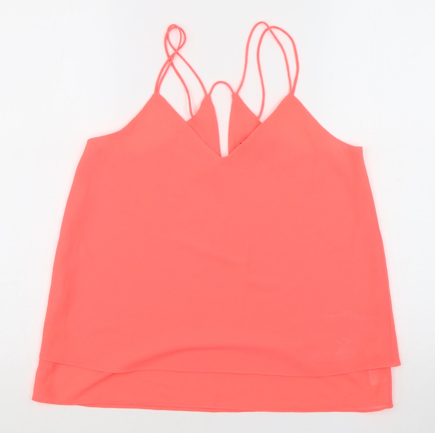 New Look Womens Pink  Polyester Camisole Blouse Size 10 V-Neck