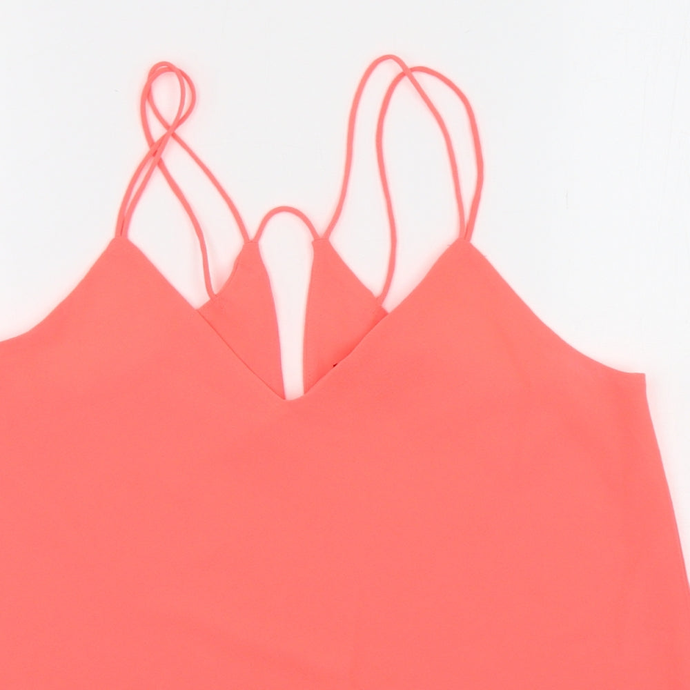New Look Womens Pink  Polyester Camisole Blouse Size 10 V-Neck