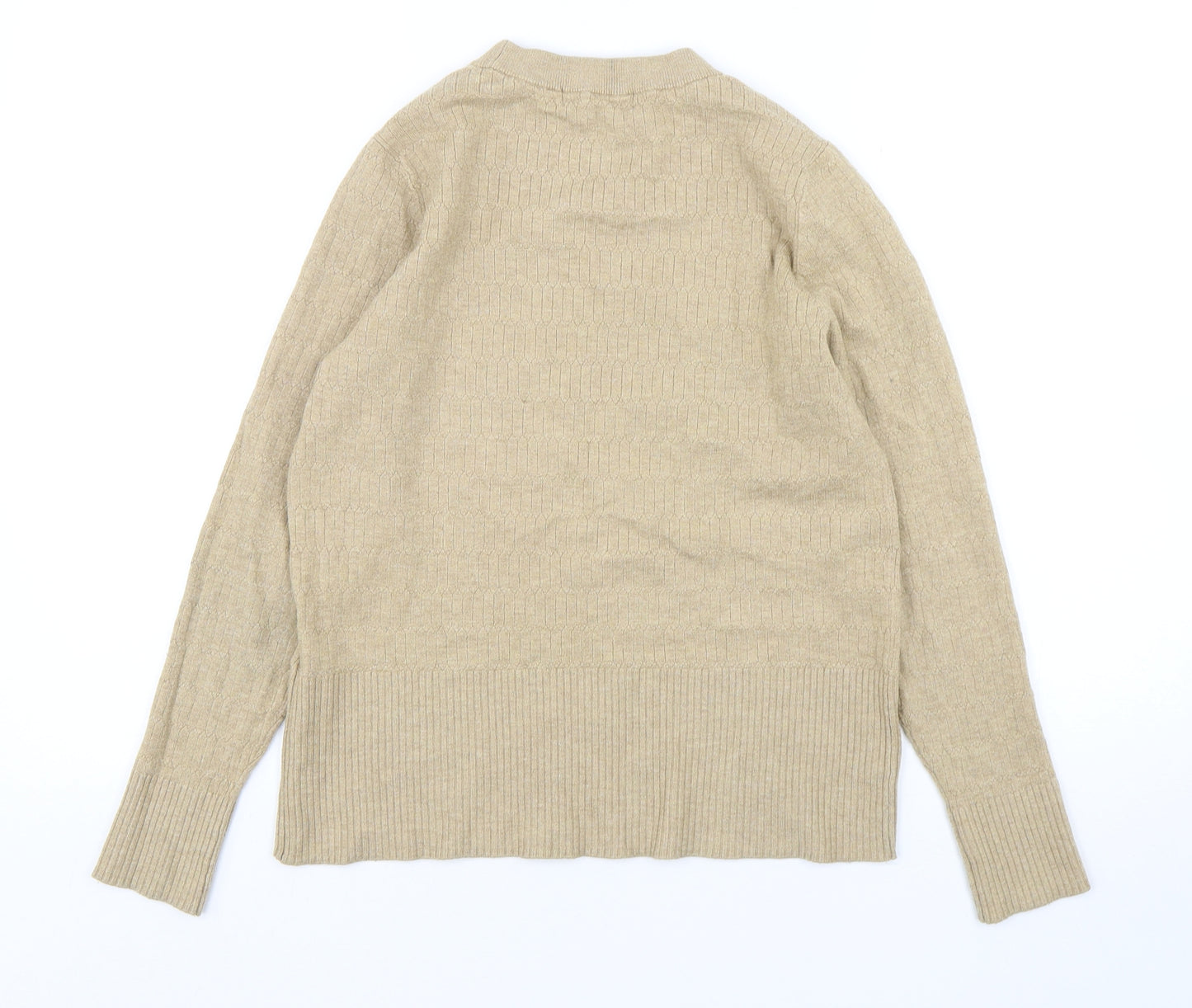 Marks and Spencer Womens Beige Round Neck  Viscose Pullover Jumper Size 14