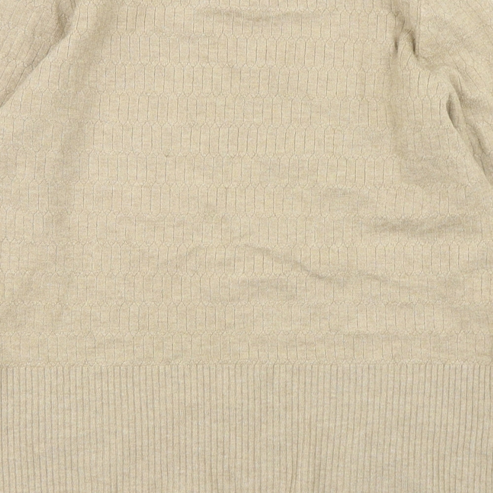 Marks and Spencer Womens Beige Round Neck  Viscose Pullover Jumper Size 14