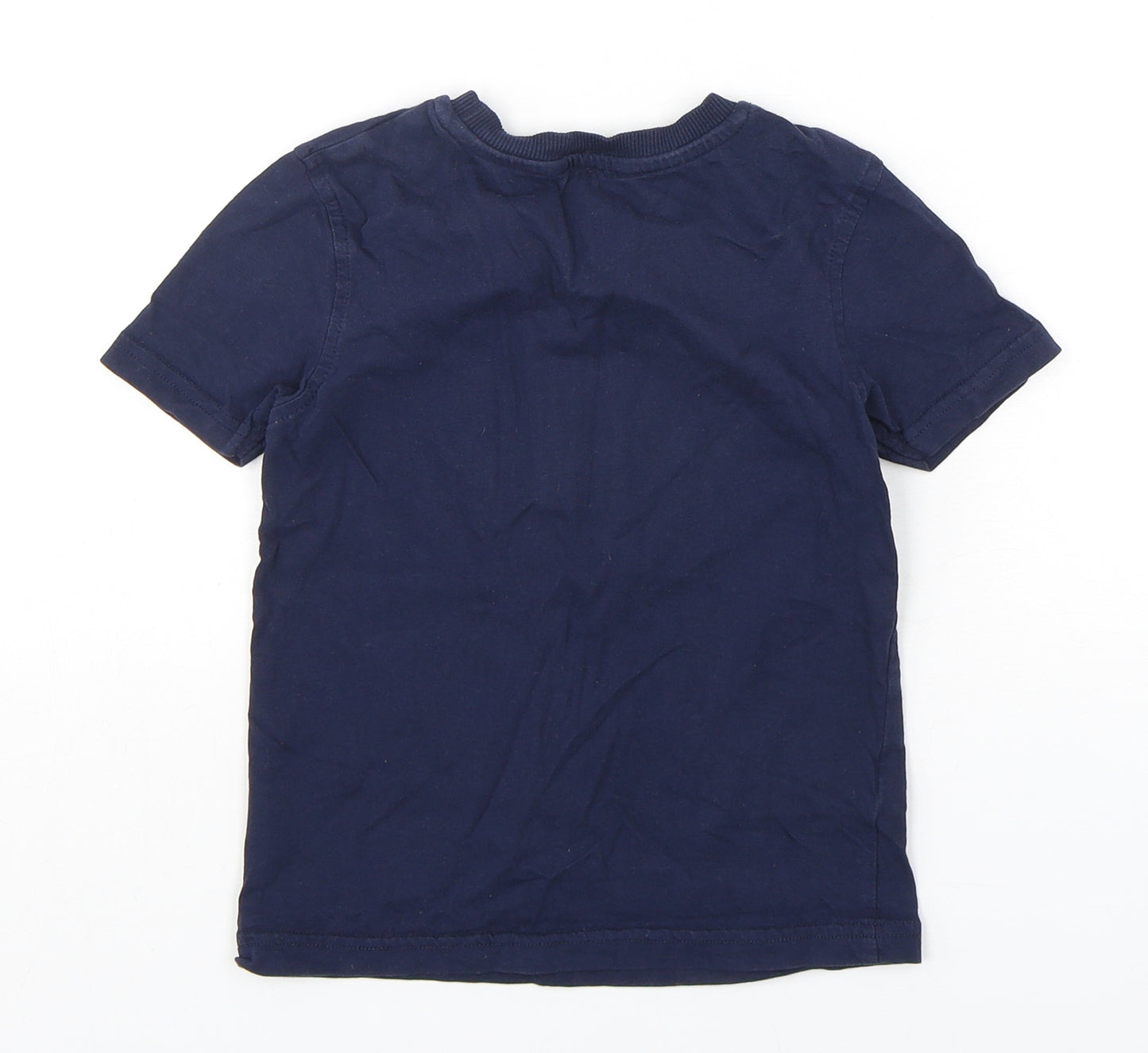 George Boys Blue  Cotton Basic T-Shirt Size 4-5 Years Round Neck Pullover