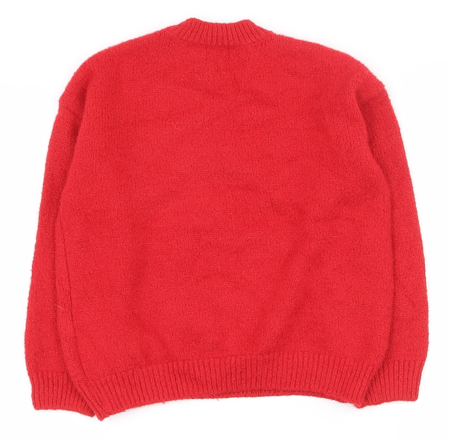 F&F Girls Red High Neck  Polyester Pullover Jumper Size 7-8 Years  Pullover - Christmas jumper