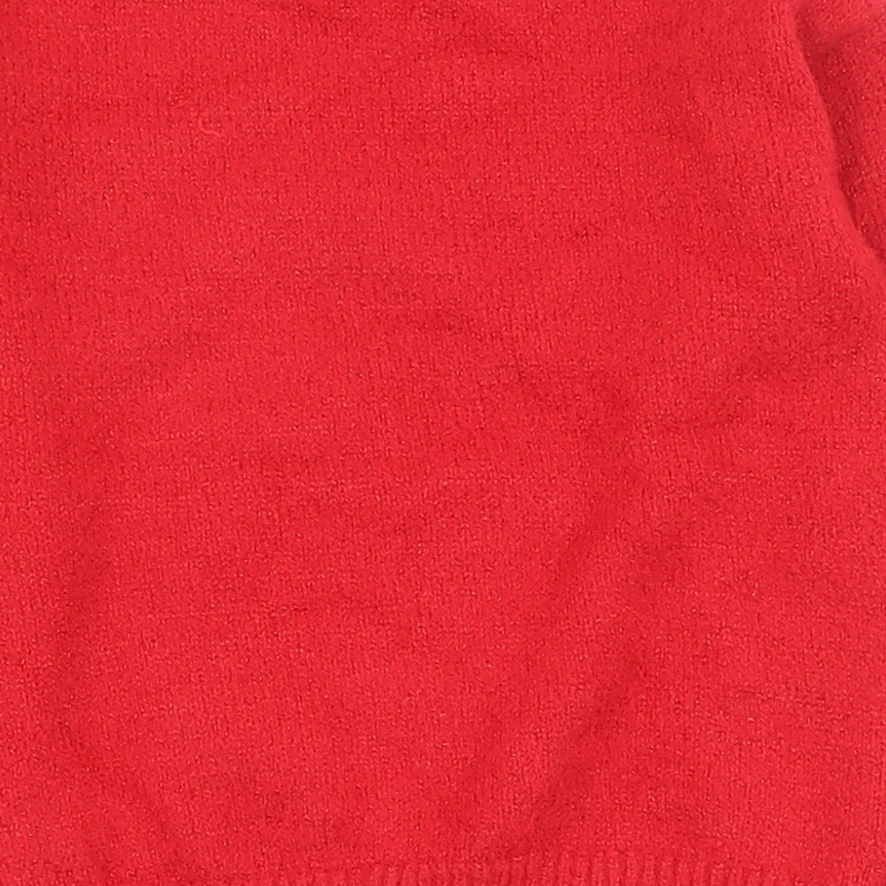 F&F Girls Red High Neck  Polyester Pullover Jumper Size 7-8 Years  Pullover - Christmas jumper
