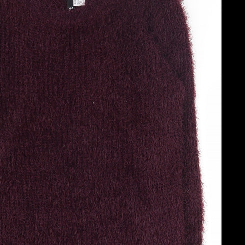 H&M Womens Purple Round Neck  Polyester Pullover Jumper Size XS
