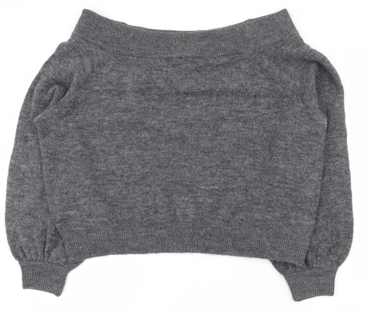 H&M Womens Grey Boat Neck  Acrylic Pullover Jumper Size M   - Cropped