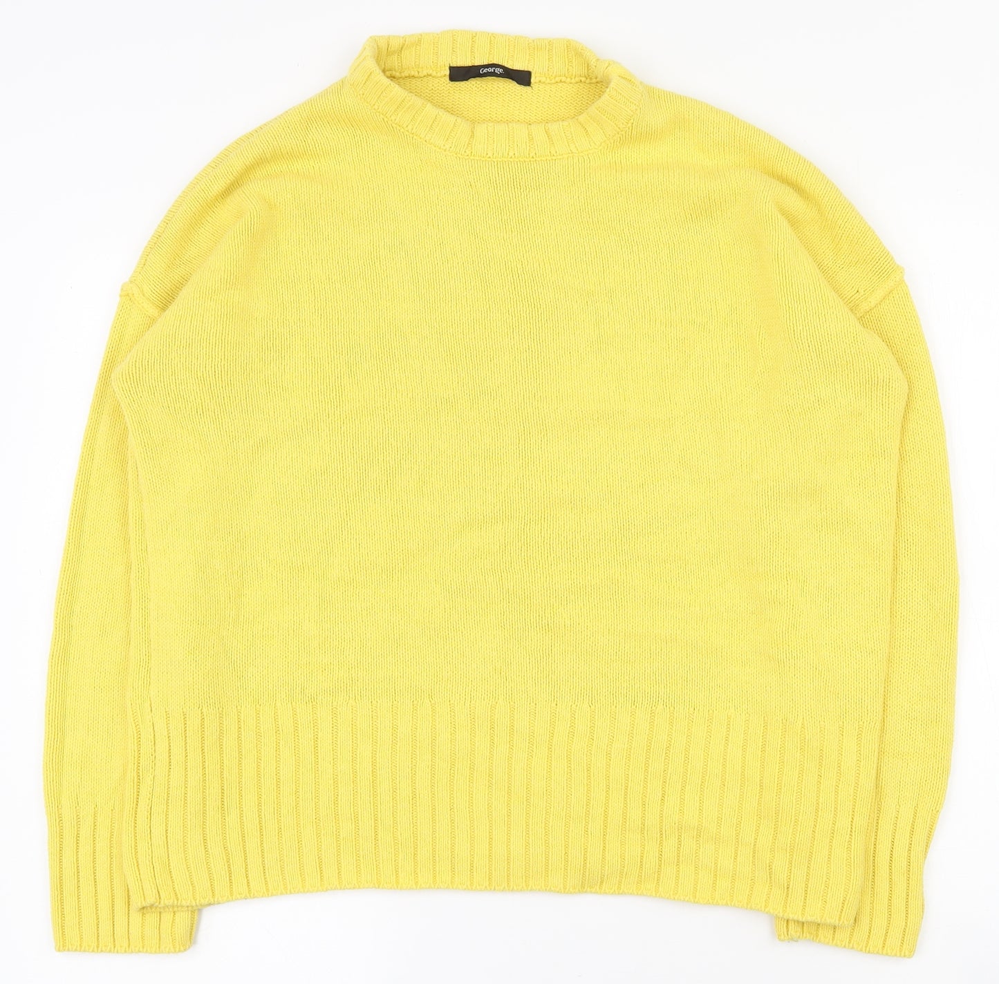George Womens Yellow Crew Neck  Cotton Pullover Jumper Size 12
