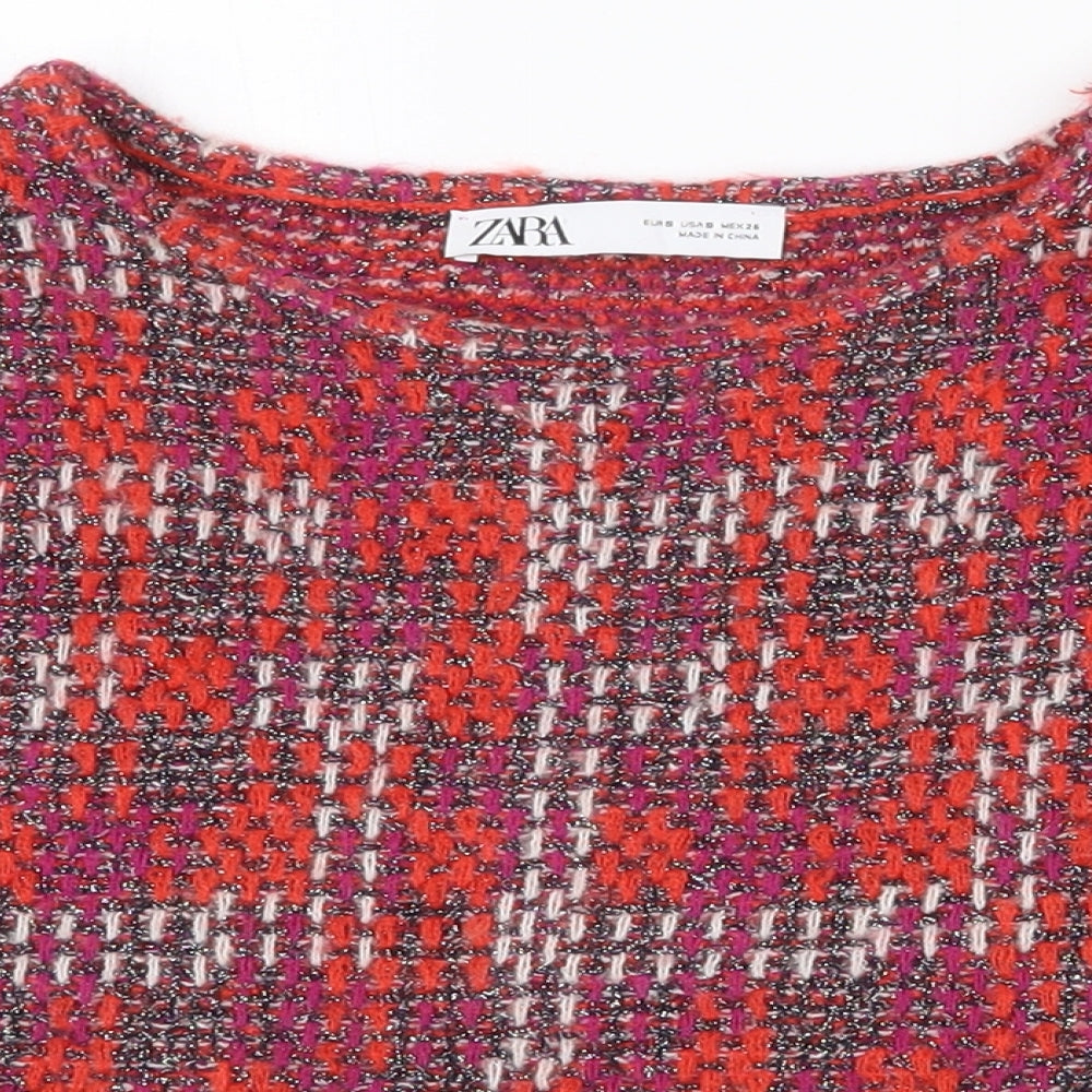 Zara Womens Multicoloured Round Neck  Nylon Pullover Jumper Size S