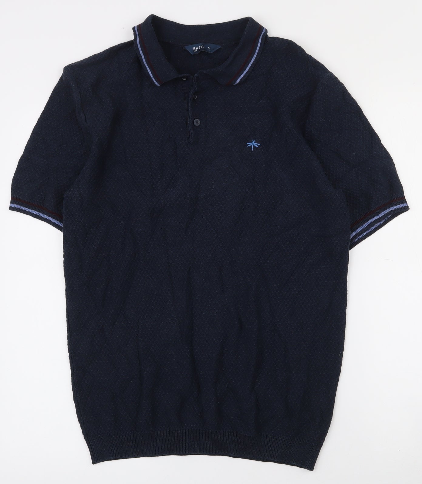 Matalan Mens Blue  100% Cotton  Polo Size M Collared Button