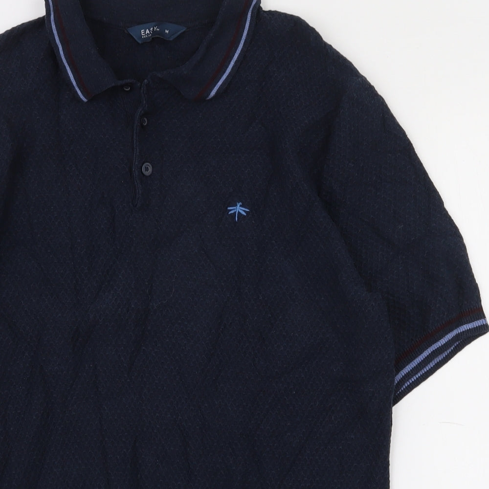 Matalan Mens Blue  100% Cotton  Polo Size M Collared Button