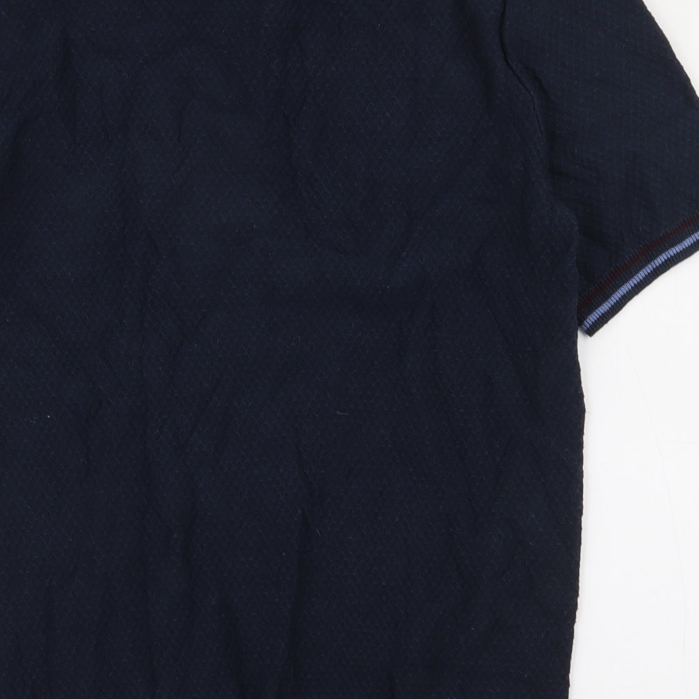 Matalan Mens Blue  100% Cotton  Polo Size M Collared Button