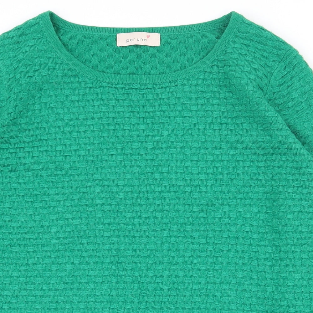 Per Una Womens Green Round Neck  Acrylic Pullover Jumper Size 14