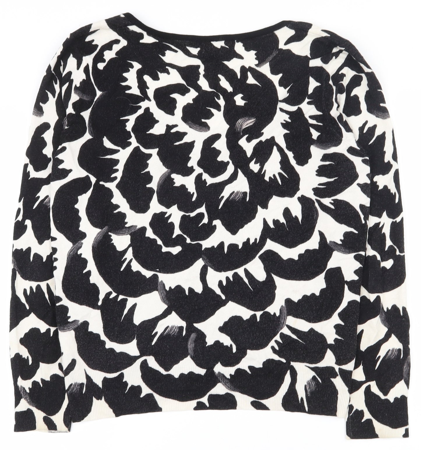 David Emanuel Womens Black Scoop Neck Geometric Viscose Cardigan Jumper Size 14   - Hook & Eye Closure