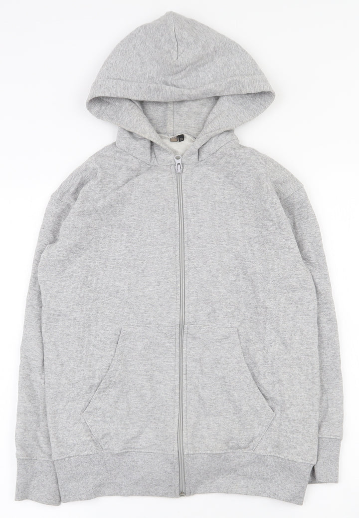 Preworn Girls Grey  Cotton Full Zip Hoodie Size S  Zip