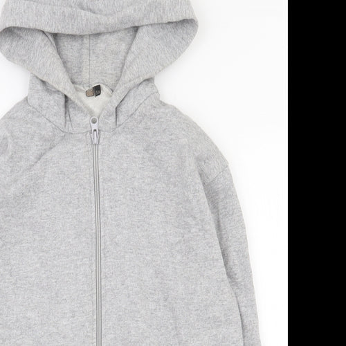 Preworn Girls Grey  Cotton Full Zip Hoodie Size S  Zip