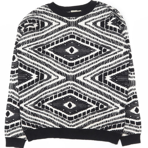 ASOS Womens Black Round Neck Geometric Nylon Pullover Jumper Size 8