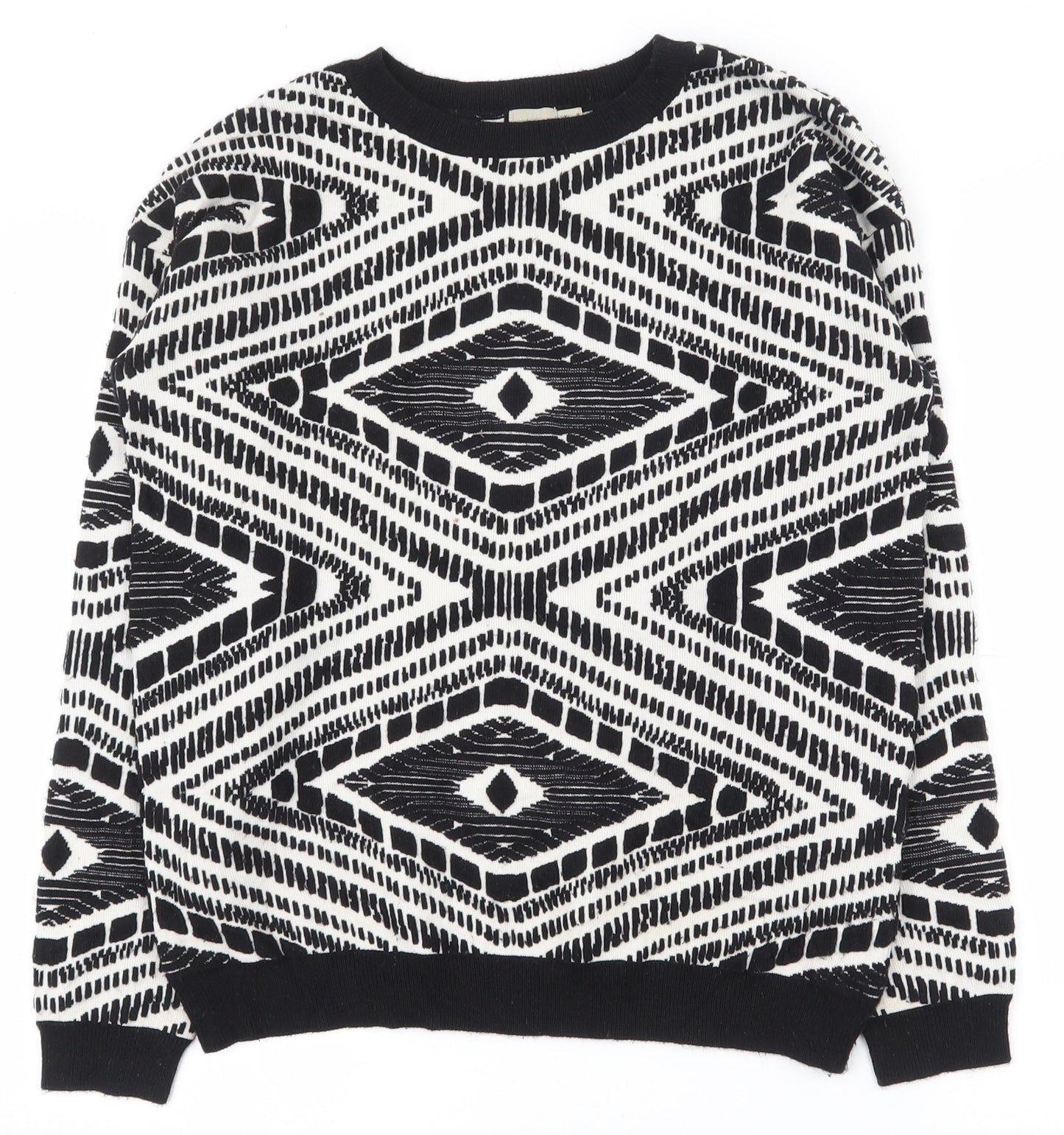 ASOS Womens Black Round Neck Geometric Nylon Pullover Jumper Size 8