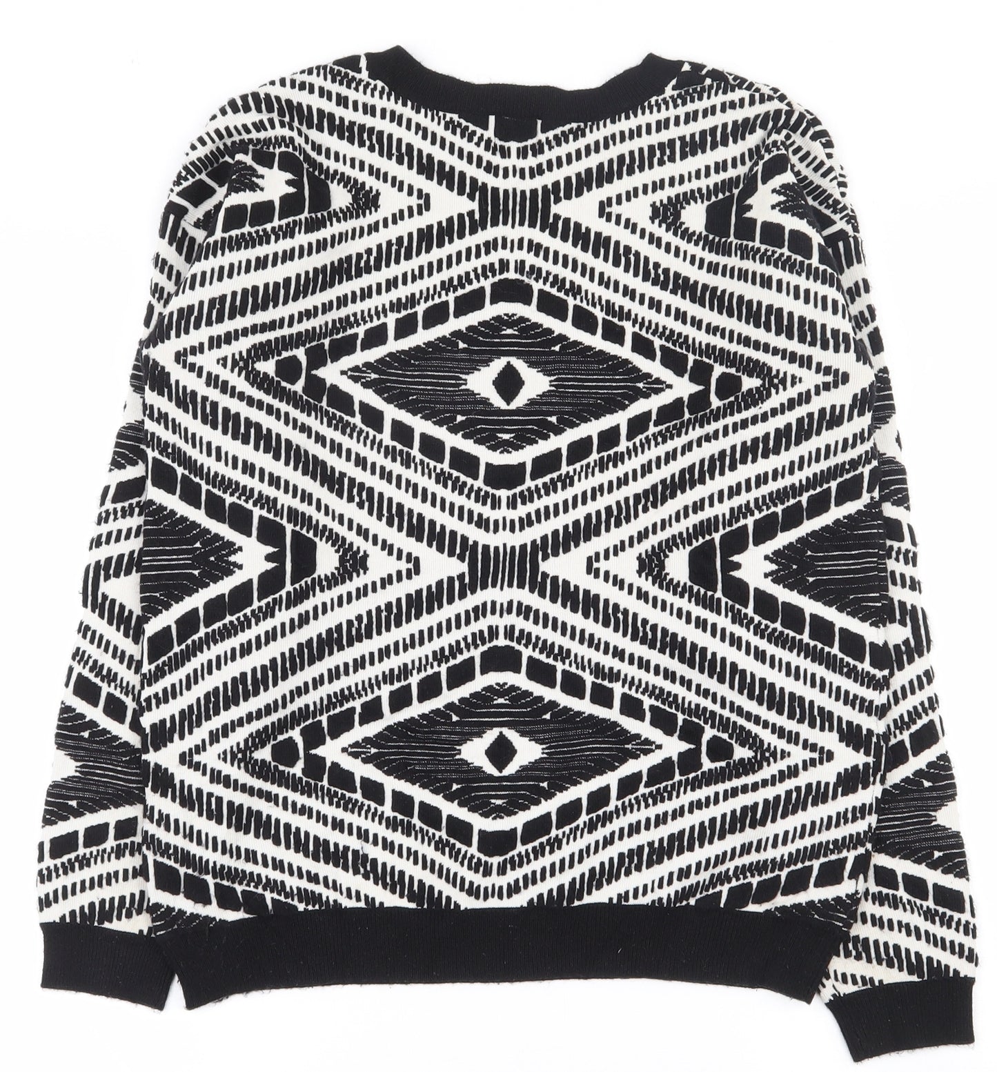 ASOS Womens Black Round Neck Geometric Nylon Pullover Jumper Size 8