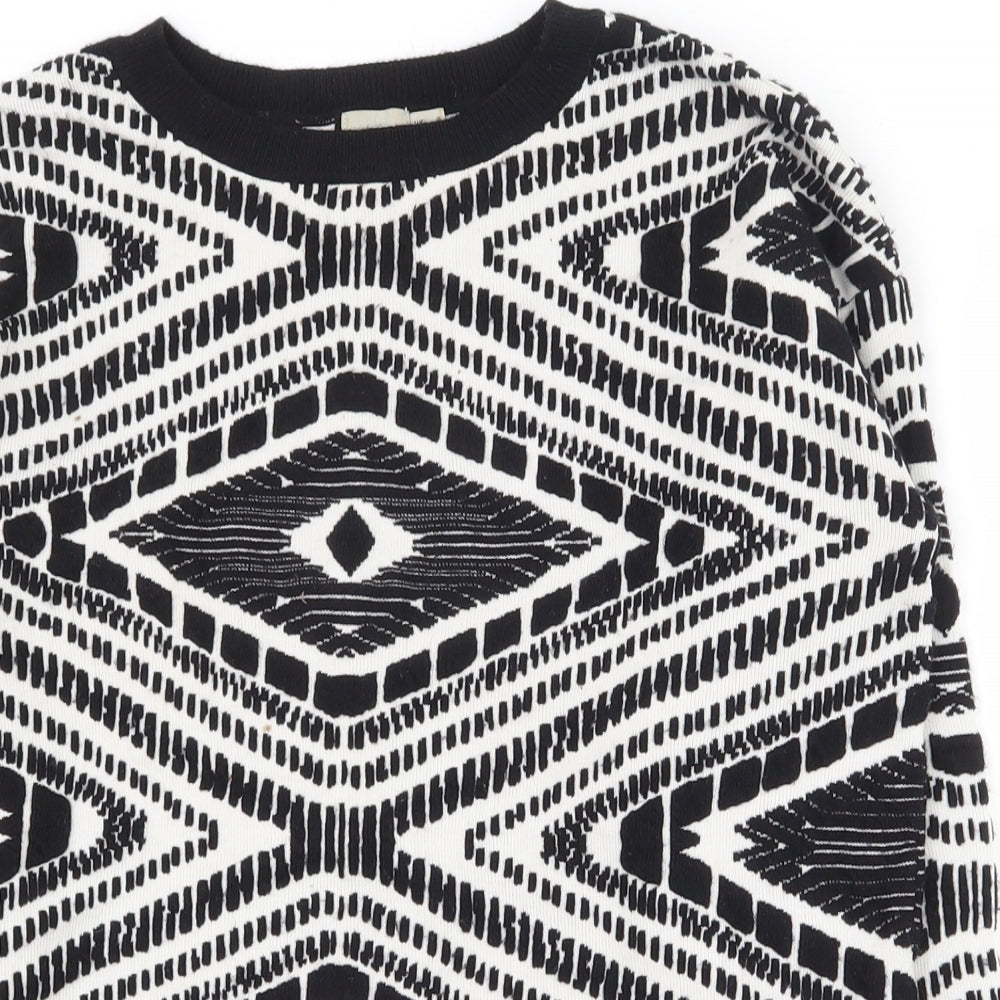 ASOS Womens Black Round Neck Geometric Nylon Pullover Jumper Size 8