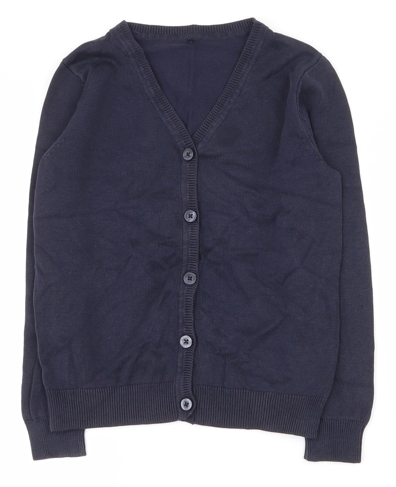 George Girls Blue V-Neck  Cotton Cardigan Jumper Size 5-6 Years  Button - School wear