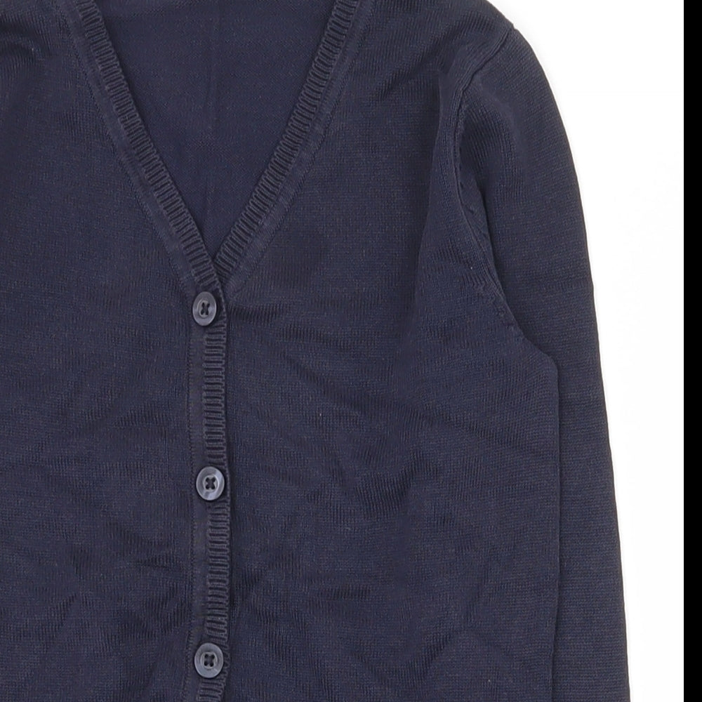 George Girls Blue V-Neck  Cotton Cardigan Jumper Size 5-6 Years  Button - School wear